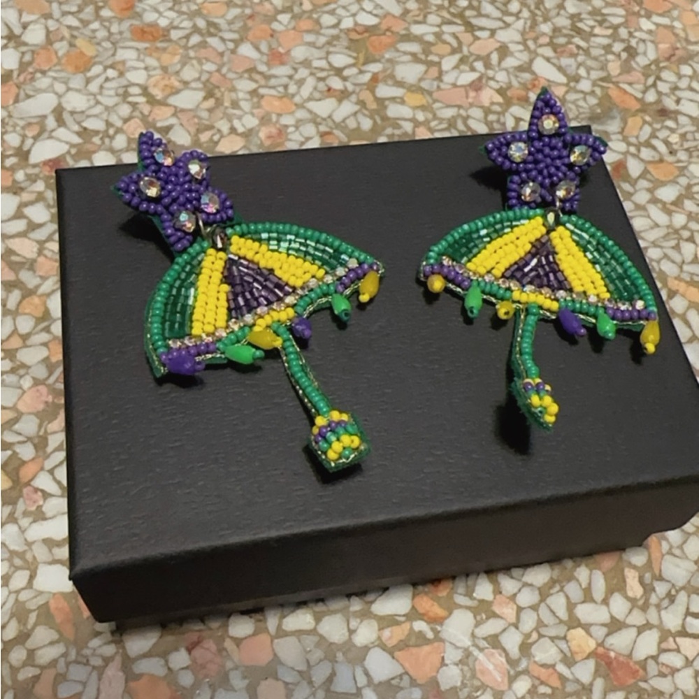 Mardi Gras Earrings - Never Worn $25